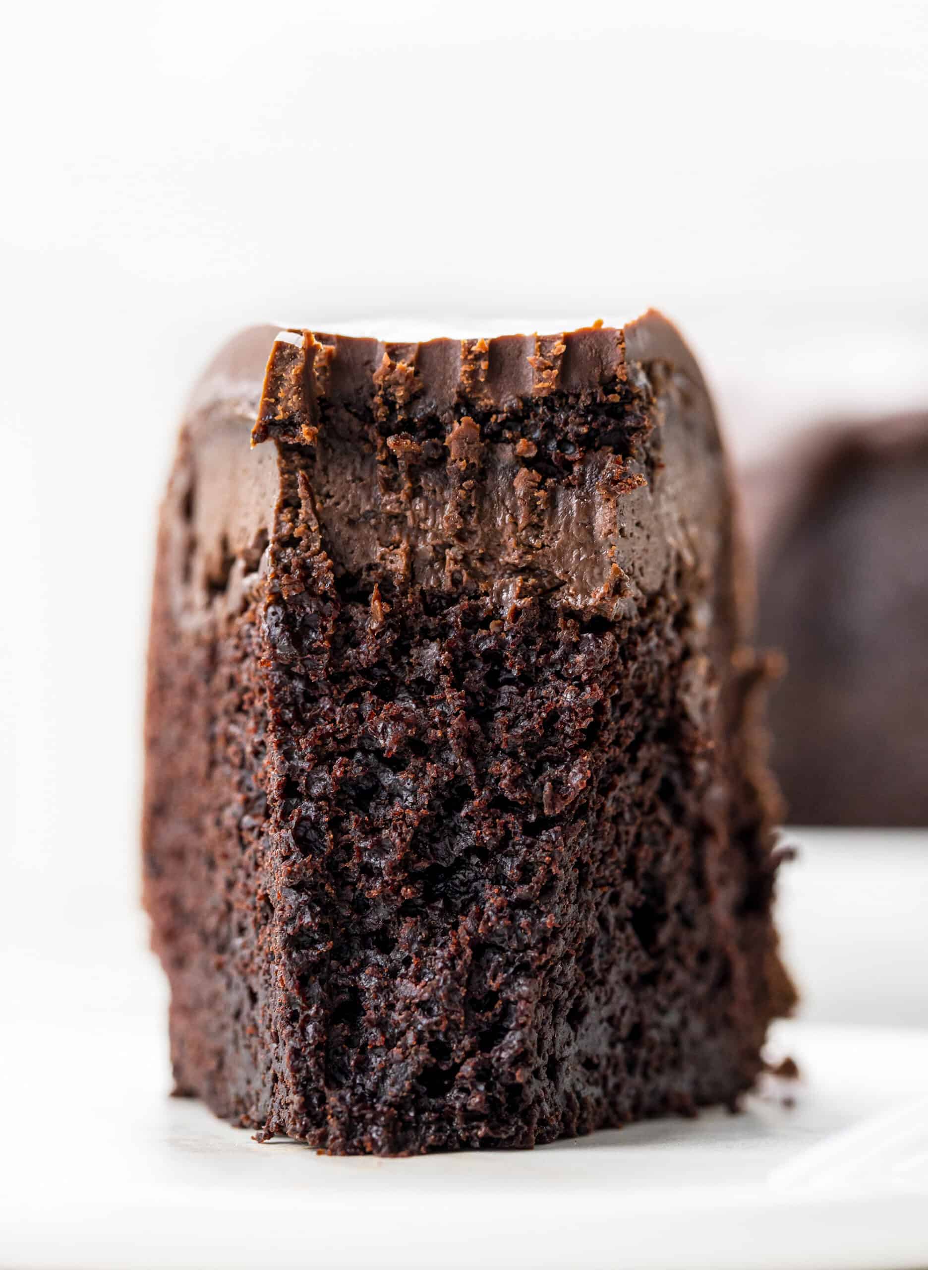 Slice of Death by Chocolate Bundt Cake with Bite Removed